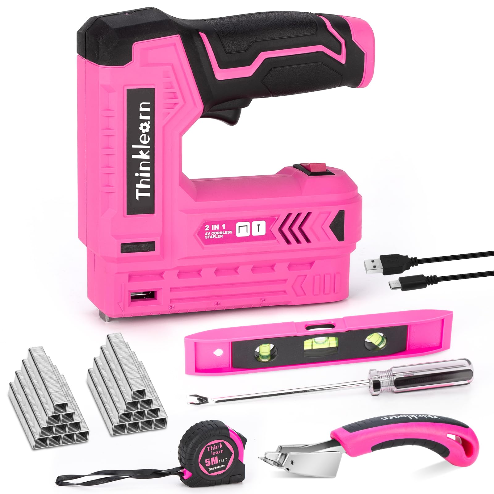 LRAIN Pink 2-In-1 Cordless Stapler and Nail Gun Set