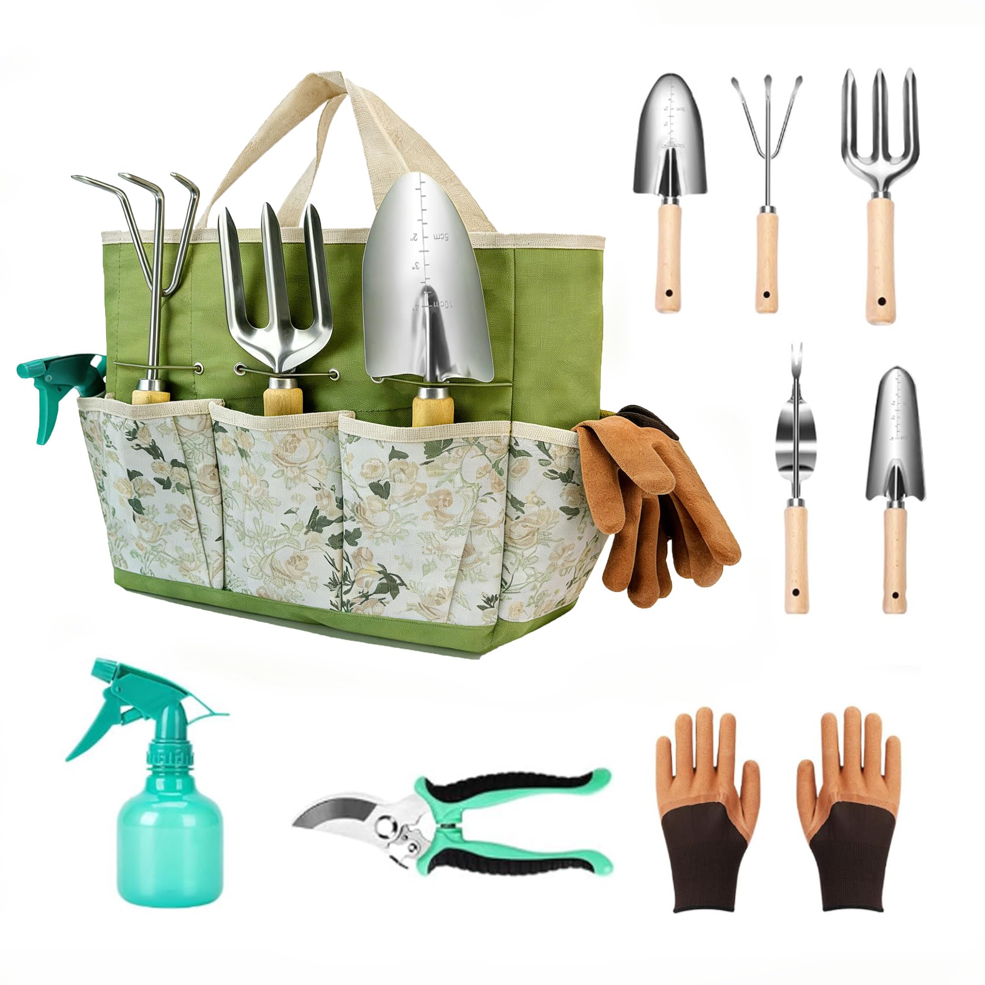 LRAIN 9-Piece Heavy-Duty Stainless Steel Gardening Hand Tool Kit